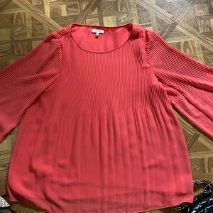 Max Studio Orange Pleated Blouse